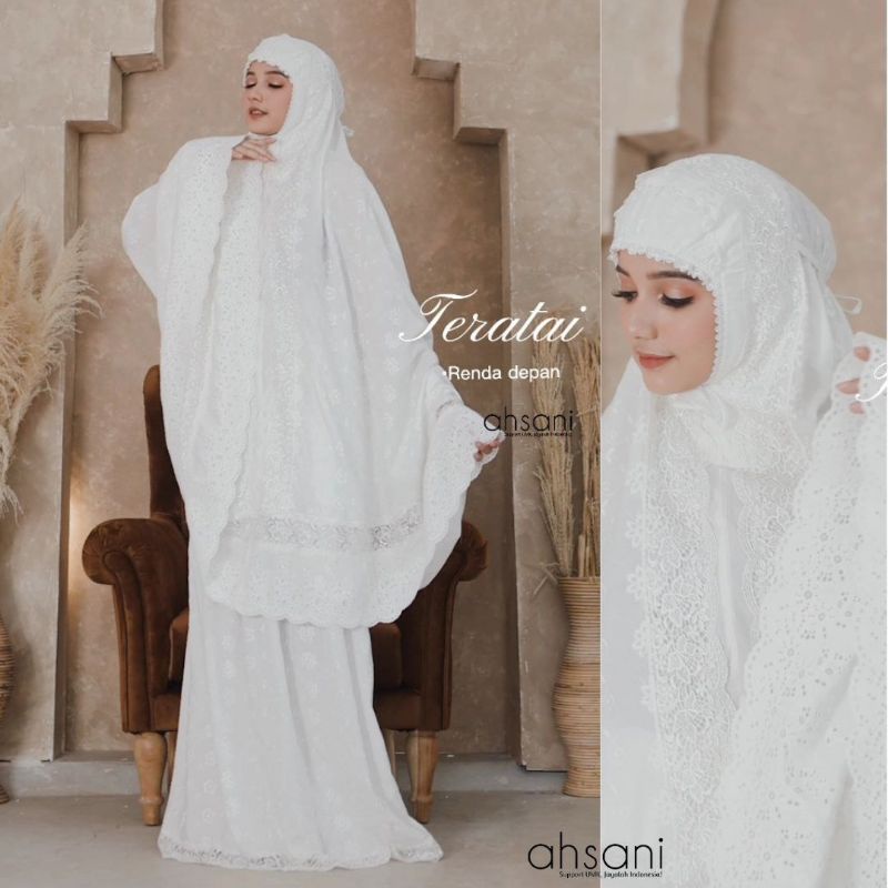 MUKENA TERATAI AHSANI PARIS ORI MUKENA PUTIH BORDIR PREMIUM