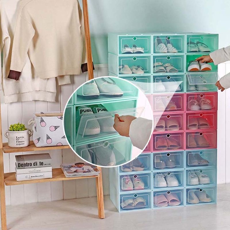 Kotak Sepatu Transparan Tebal Serbaguna Shoes Box Tempat Penyimpanan Sandal Multifungsi