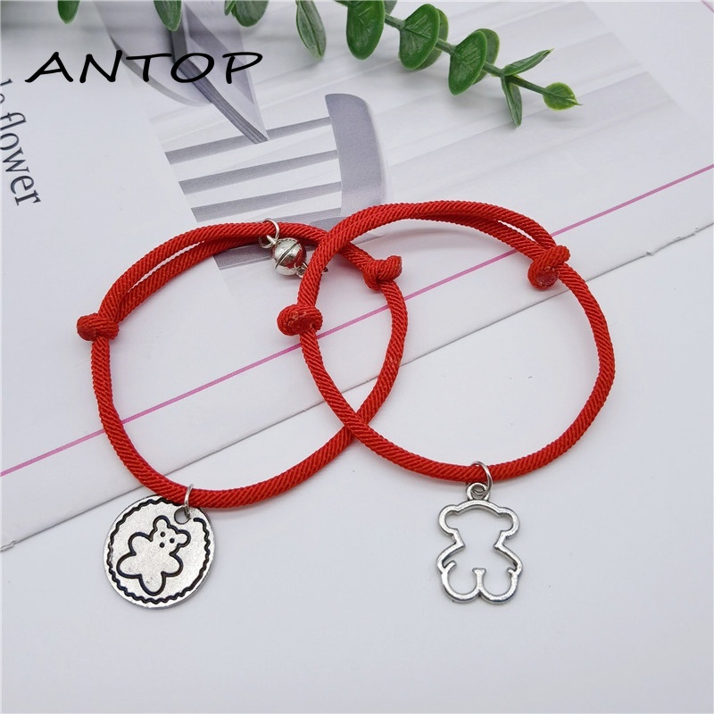 2pcs Gelang Magnet Liontin Beruang Gaya Korea Untuk Pasangan ANTOP