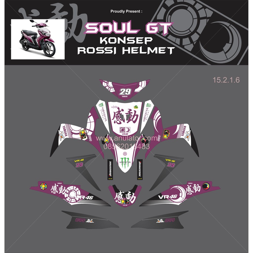 Sticker Striping Motor Stiker Yamaha Mio Soul Gt Rossi Spec B