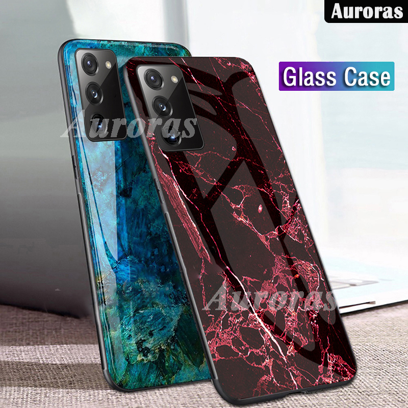 Aurora untuk Samsung Galaxy S20 FE Tempered Glass Protector Case Marmer Hard Casing HP Samsung Galax