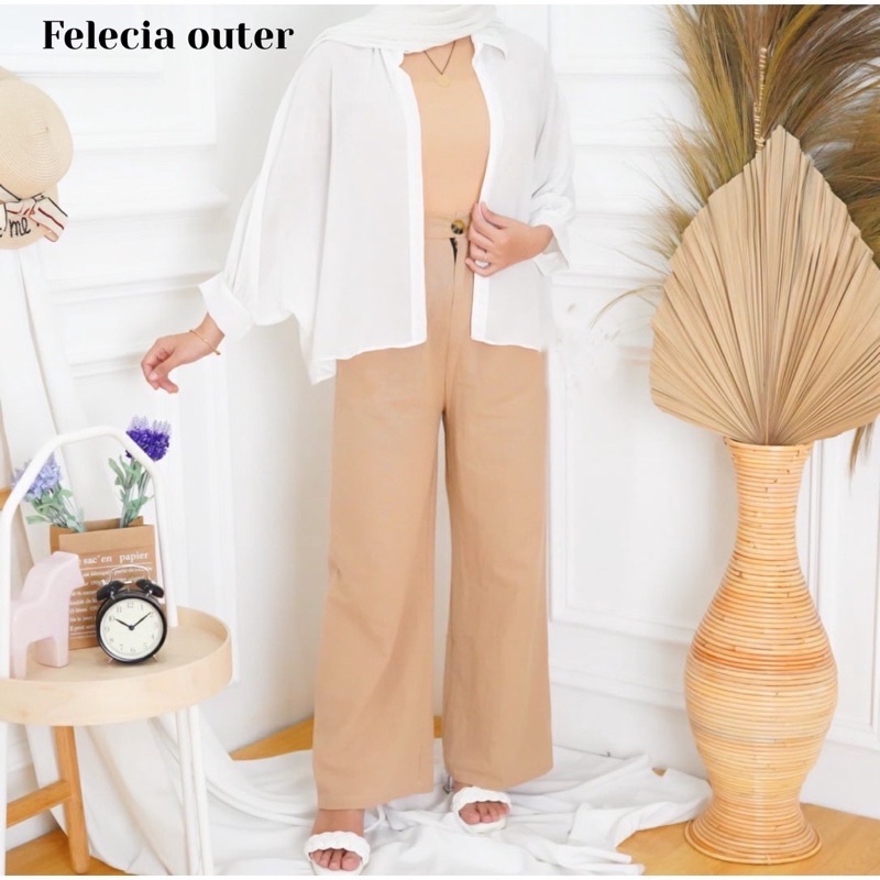 FELECIA OVERSIZE SEETHROUGH OUTER / (COD) Felecia Basic Outer Atasan Wanita