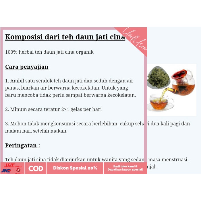 

⭐COD⭐ Detox Slimming Tea Daun Jati Cina