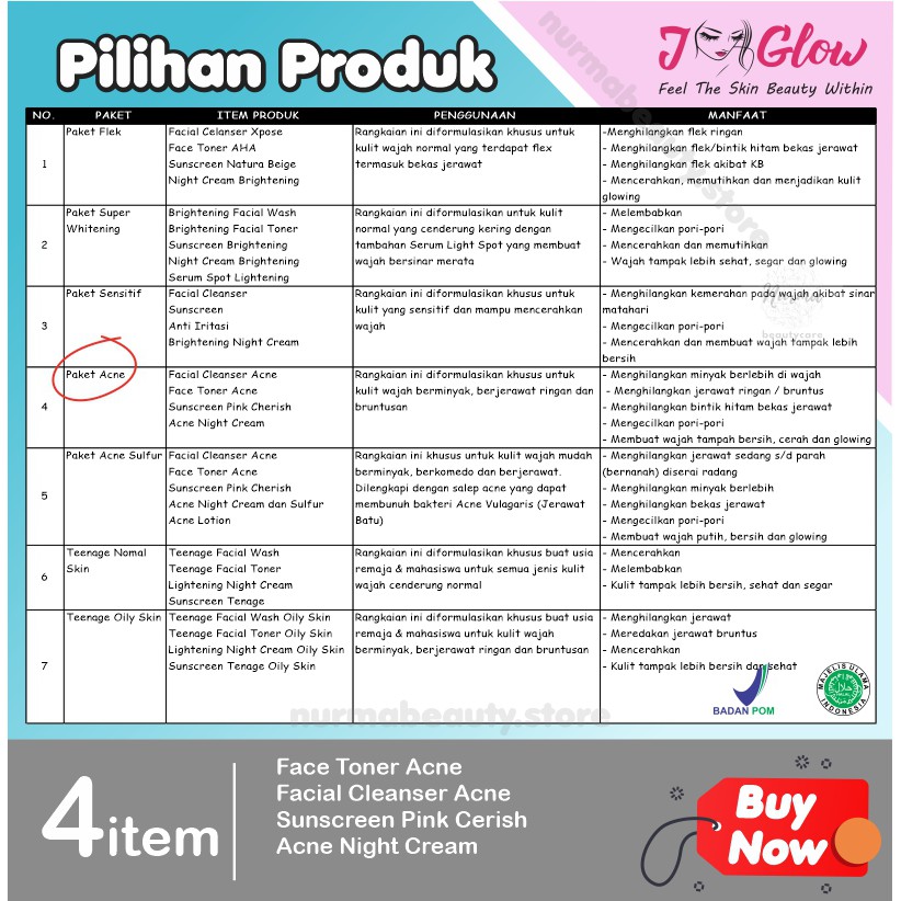 Jglow J glow Skincare Acne Krim Jerawat Perawatan Kecantikan Pemutih Wajah Glow Glowing BPOM Aman-3