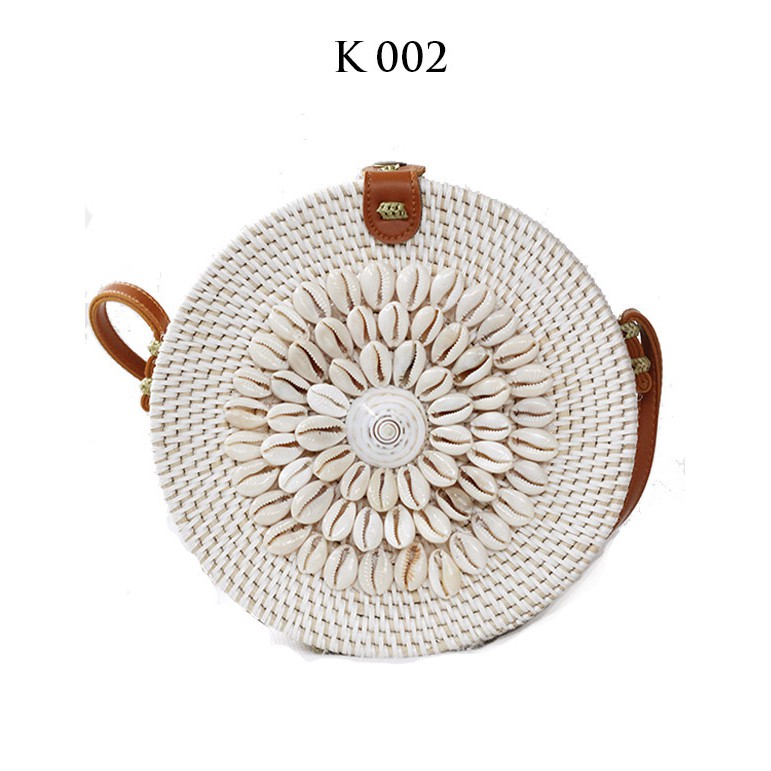 Sweet Honey ~ Grosir Tas Rotan Bali Motif Kerang Sweet Honey Diameter 20cm Best Seller [Bisa COD]