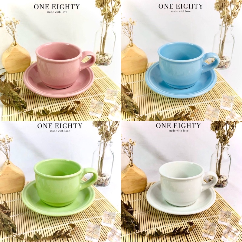 Jual Set Cangkir Lepek Keramik Warna Warna Gelas Cangkir Twotone Unik Cantik Shopee Indonesia