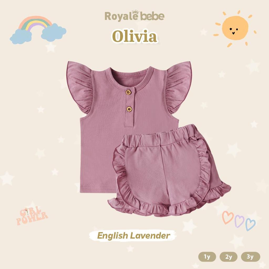 ROYALE BEBE SETELAN OLIVIA SET SETELAN RUFFLE SET ANAK BAYI FASHION PEREMPUAN 1 - 3 TAHUN