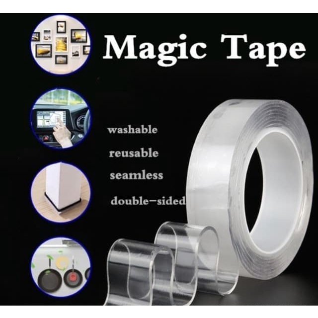 Double Tape Nano Double Tape Super Tape Kuat Tanpa Bekas Bisa Dicuci Ukuran 2mm X 3m