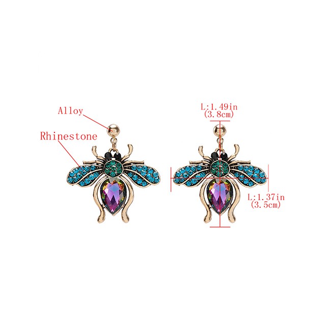 LRC Anting tusuk Fashion Alloy Diamond Bee Earrings