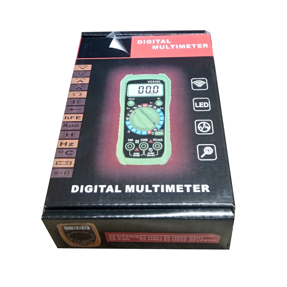 PROMO Mini Digital Multimeter AC/DC Voltage Tester - XL830L - Black - 7ROT4VBK