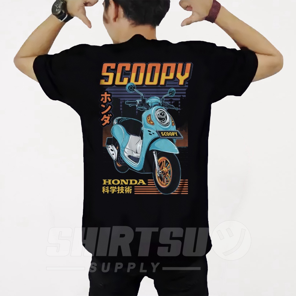 Baju Kaos Oblong Clothing Pria Distro Gambar Belakang Sablon Digital Motif Motor Honda Gank Modif Sc
