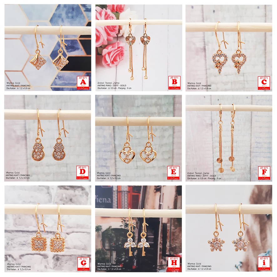 AT 071 Anting Xuping Wanita Permata Zirkon Perhiasan Lapis Emas Gold Luxx Xuping