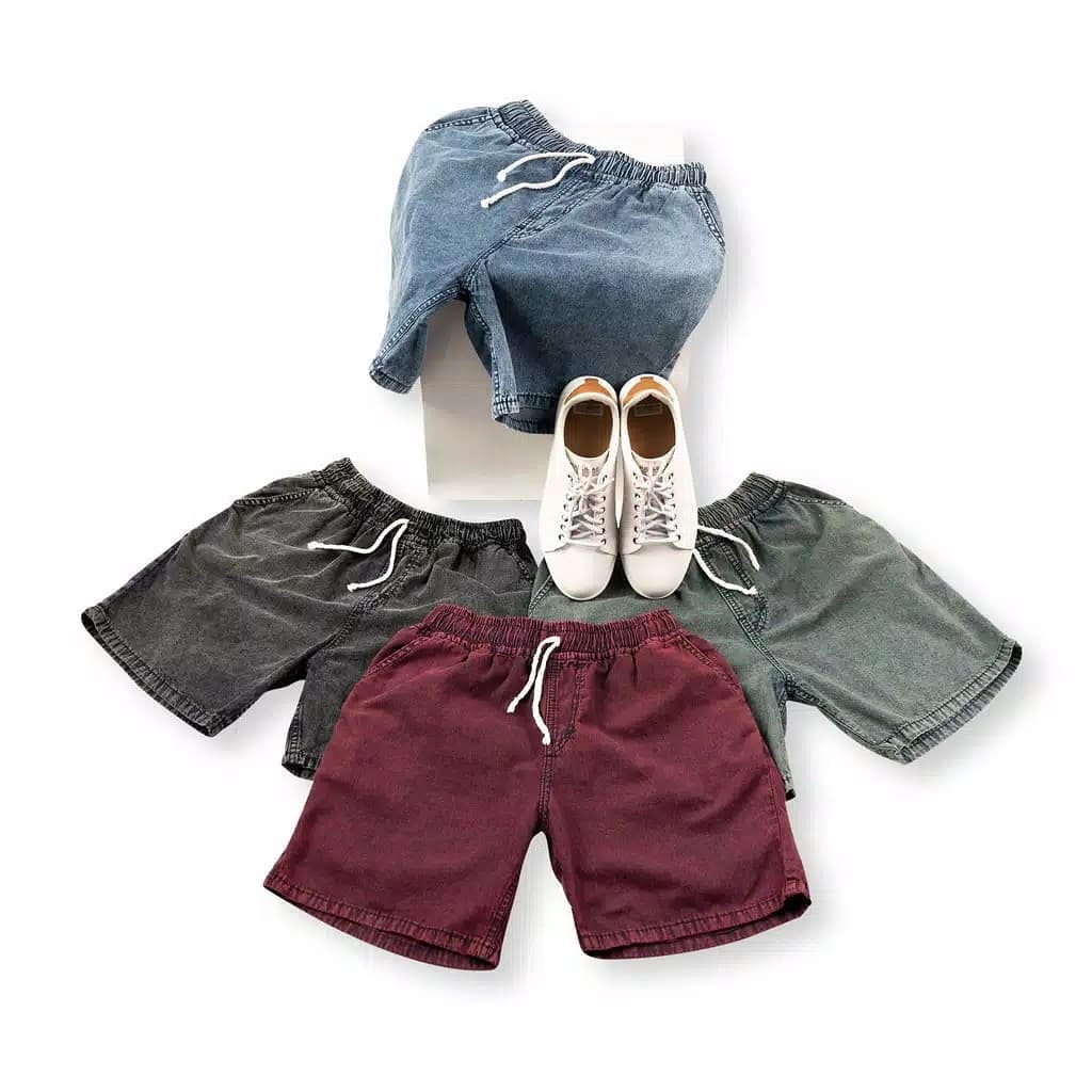 [BISA COD] Celana Jeans Kolor Pendek Cowok Cewek  Premium Distro NEW Model Pinggang Karet Ripped Jin