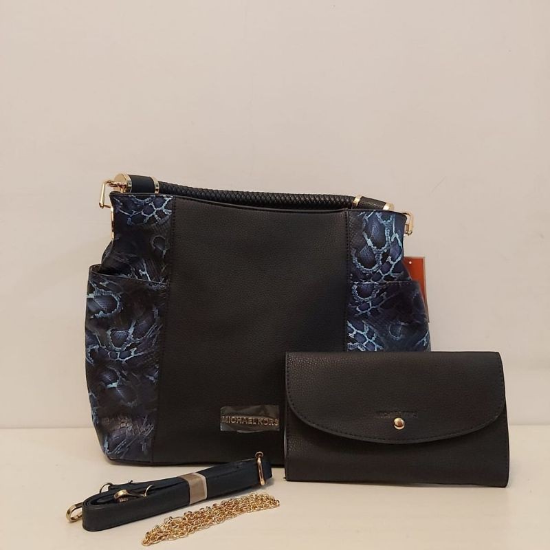 tas michael kors bag fashion wanita tas cewe tenteng slempang hitam kembang bunga tas kerja casual