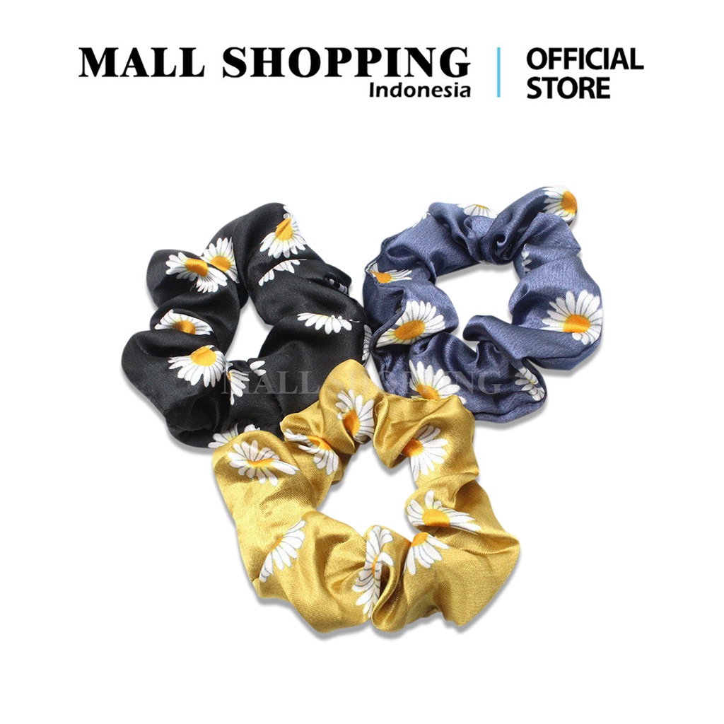 Ikat Rambut Karet Fashion Korea Satin Bunga Tali Aksesoris Scrunch MALL SHOPPING