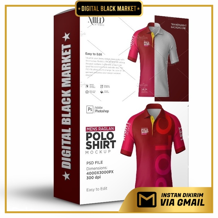 Raglan Sleeve Poloshirt Mockup Set - Photoshop