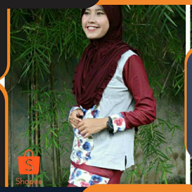Grosir set olahraga baju senam wanita muslim panjang konveksi motif bunga Keren