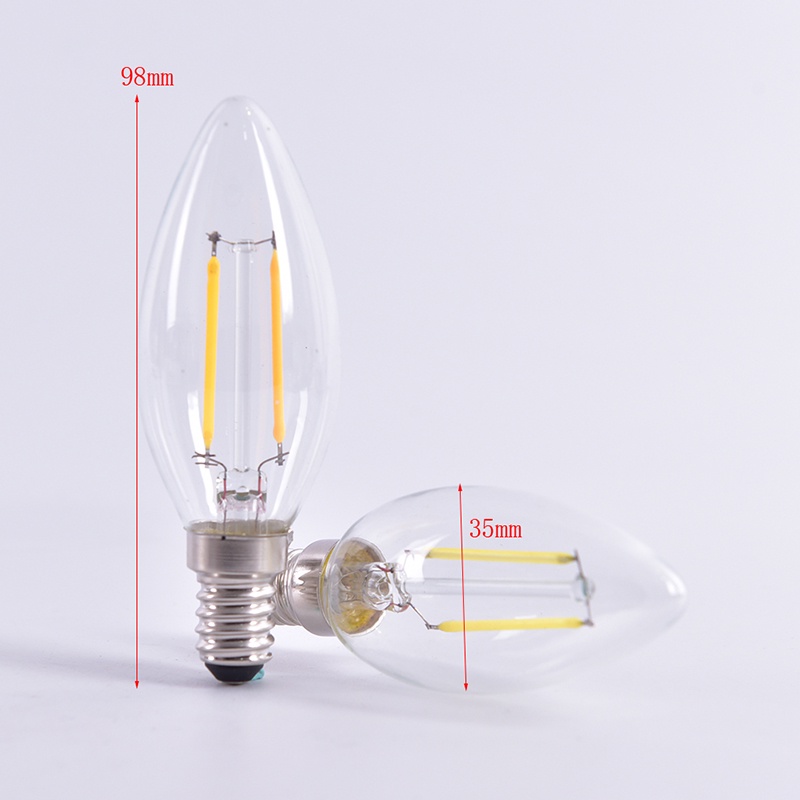 {LUCKID}LED Bulb Spotlight 2W/4W/6W E14 COB Candle/Flame Tip C35 Filament Glass Lamp