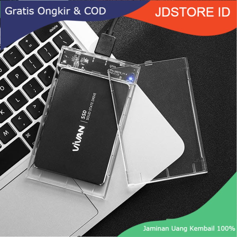 Casing Hardisk Eksternal VIVAN VSHD1 - Enclosure Transparent 2.5 Inch SATA USB 3.0 / CASING HDD LAPT