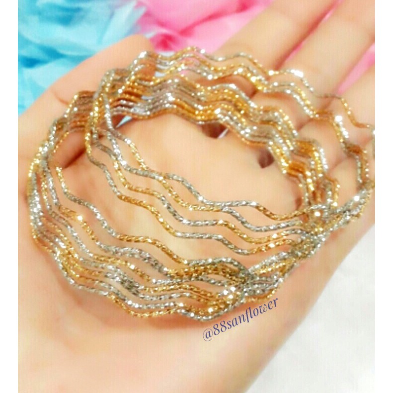 Gelang Keroncong Gold Silver Kombinasi GELOMBANG | XUPING Perhiasan Lapis Emas