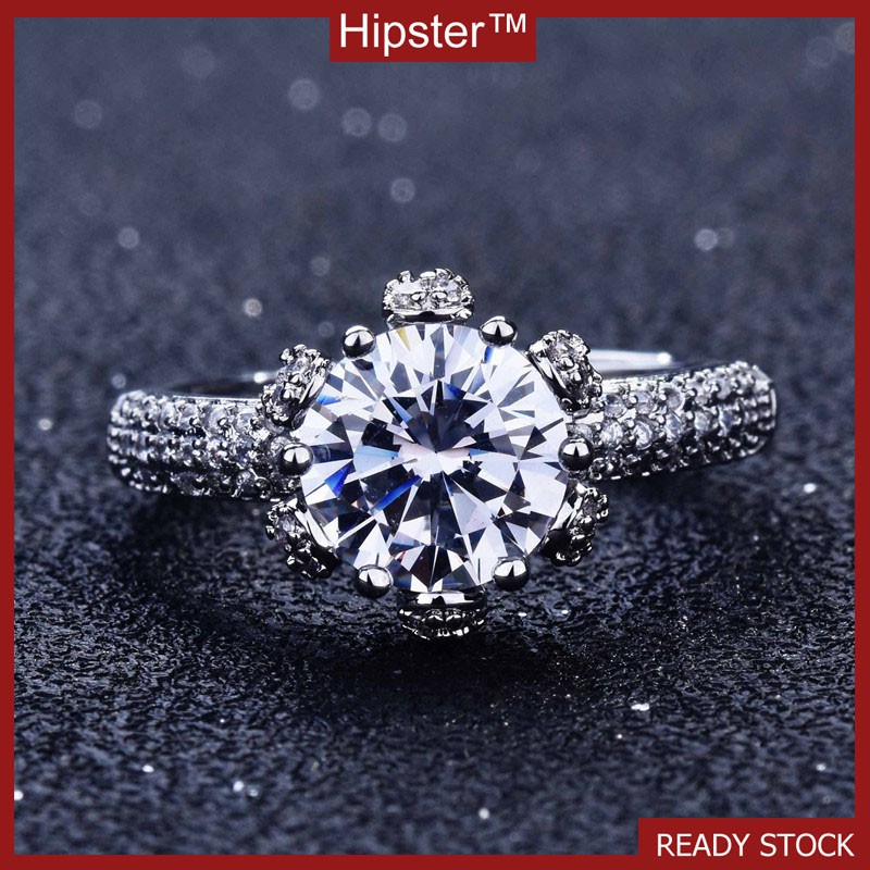Pt950 Cincin Moissanite Mewah Untuk Wanita