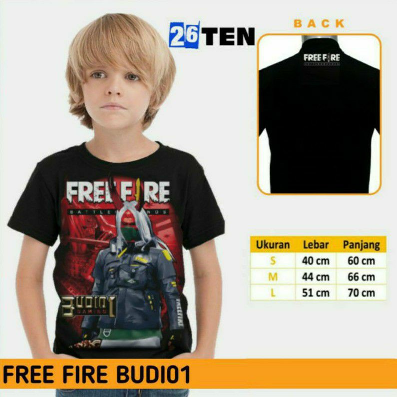 Baju Free Fire Budi01 - Baju Anak - Baju Distro - Baju FF - Baju Free Firee
