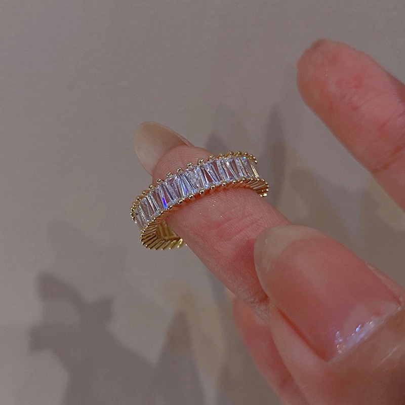 Cincin Model Terbuka Desain Geometri Hias Zircon Gaya Eropaamerikasimple Adjustable Untuk Wanita