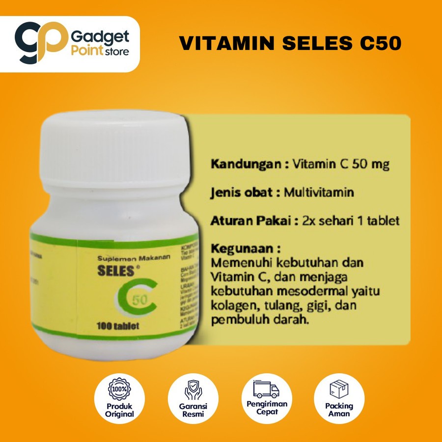 Seles C50 Vitamin C - Tablet Kunyah Selkom C- Multivatamin Suplemen