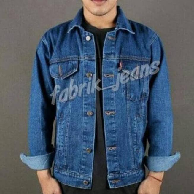 Ljt0 Jaket Jeans Levis Pria Biowash / Jaket Jeans Levis Cowok Biru Tua - Biru, M Dqmm