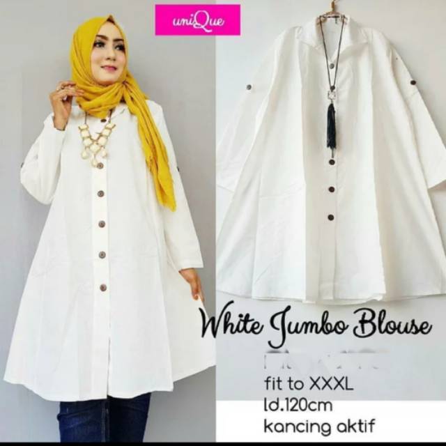 Tunik Putih Jumbo Atasan Katun LD 120