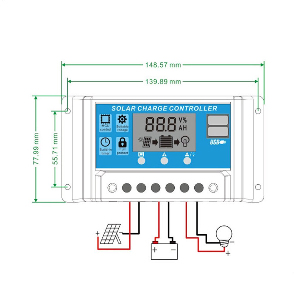 Solar Charge Controller 10A 20A 30A Cell PWM Pengisi Daya Surya 12V24V