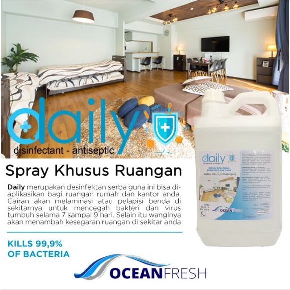 DAILY DESINFEKTAN ANTISEPTIC SPRAY 5 LITER KHUSUS UNTUK RUANGAN (GOJEK &amp; GRAB)