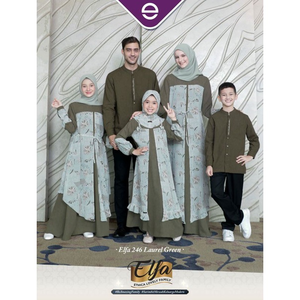 Elfa 246 Laurel green baju muslim keluarga ethica terbaru sarimbit ethica kagumi 253 kahfi 226