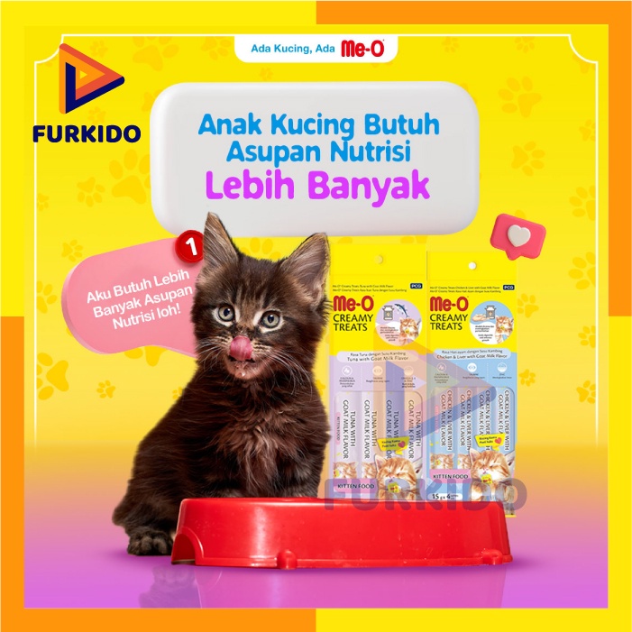 Meo Creamy Kitten All Variant 15 Gr x 4 Pcs / Snack Kucing