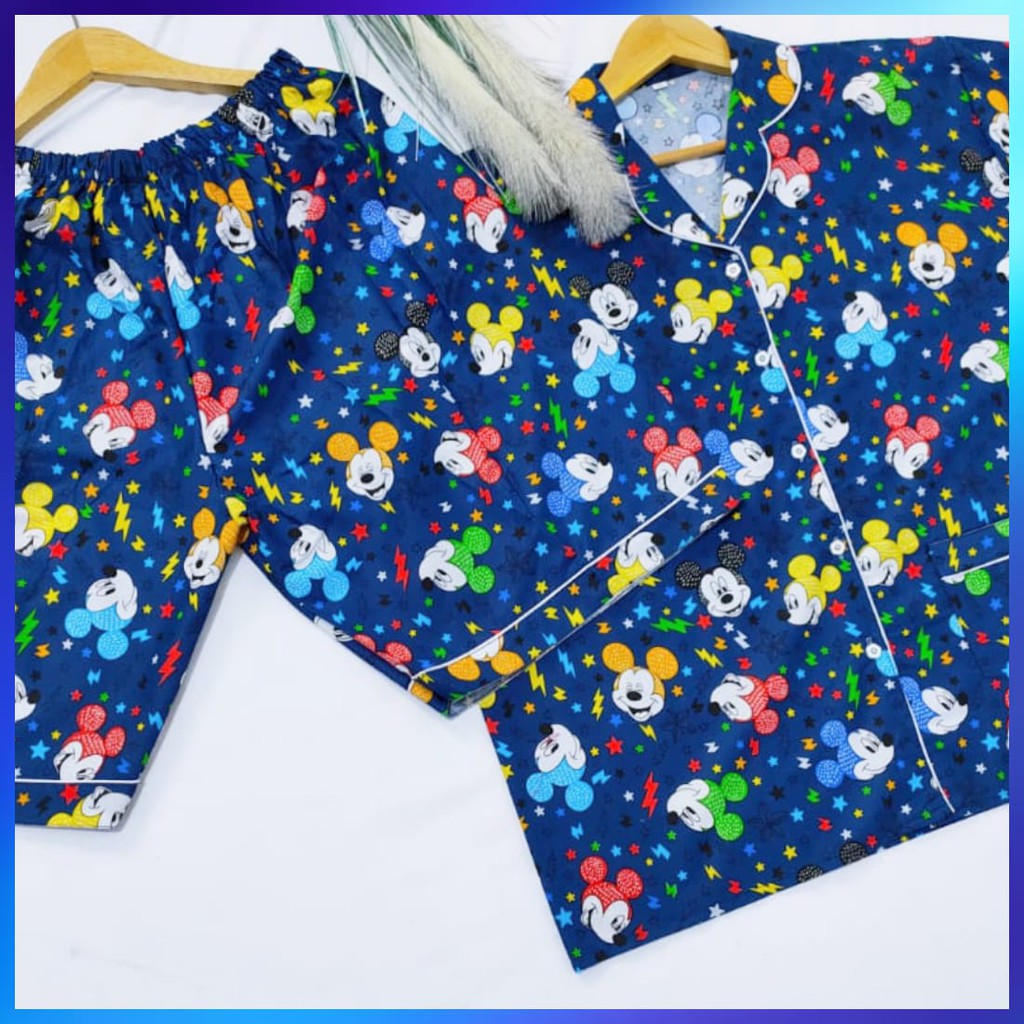 Piyama jumbo celana pendek/hotpant big size LD 130 / set baju tidur lengan pendek karakter cewek-HPJ/5L MIKI PELANGI