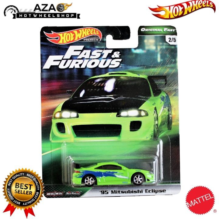 Hot Wheels Fast and Furious 95 Mitsubishi Eclipse Hijau ORIGINAL FAST FNF B Premium 2/5 Mobil mainan