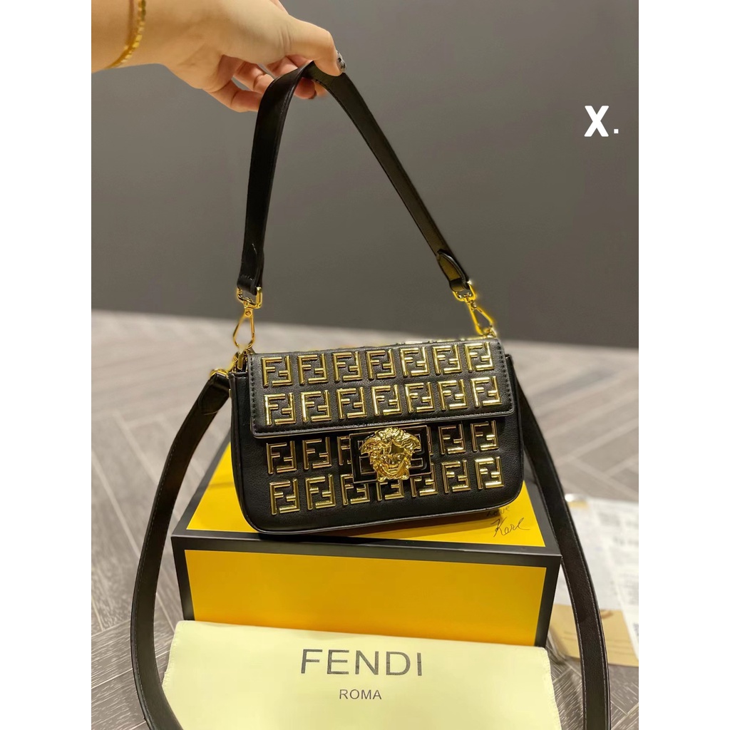 Original 2022 Latest Fashion Fendi x Versace Century Co-branded Baguette Crossbody Bag