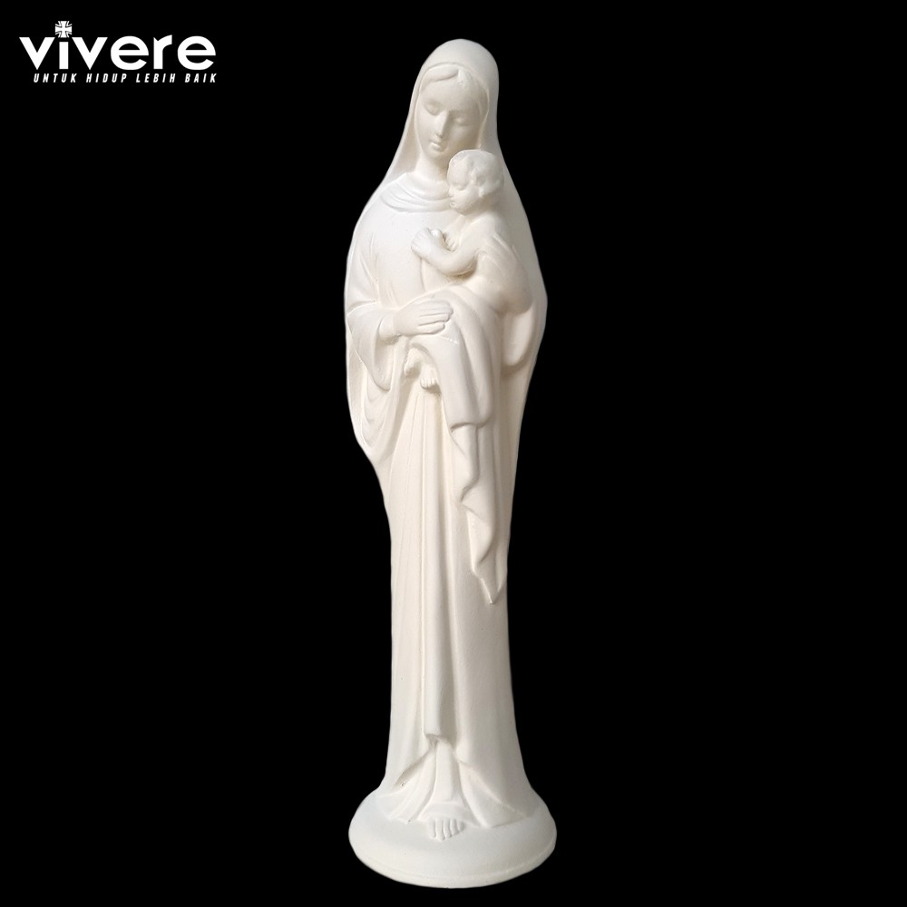 Patung Maria Bunda dan Bayi Yesus 20 cm Off White