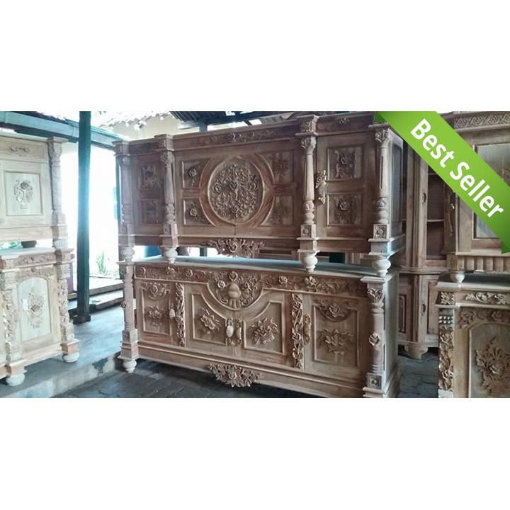 Bufet Ukir Kayu Jati Mentah