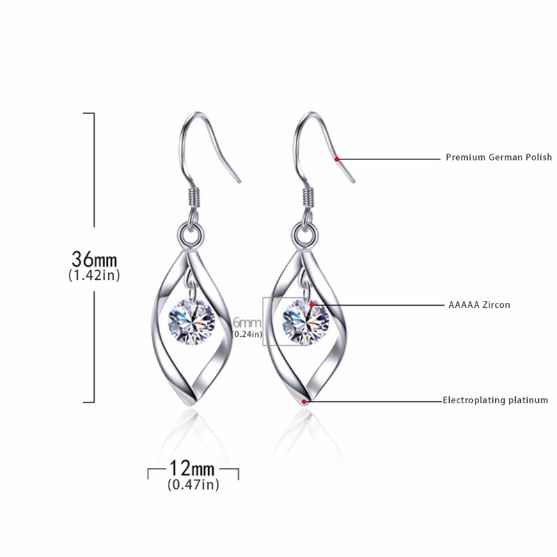 Anting Kait Gantung Desain Hati Hias Zircon + Rumbai Untuk Wanita