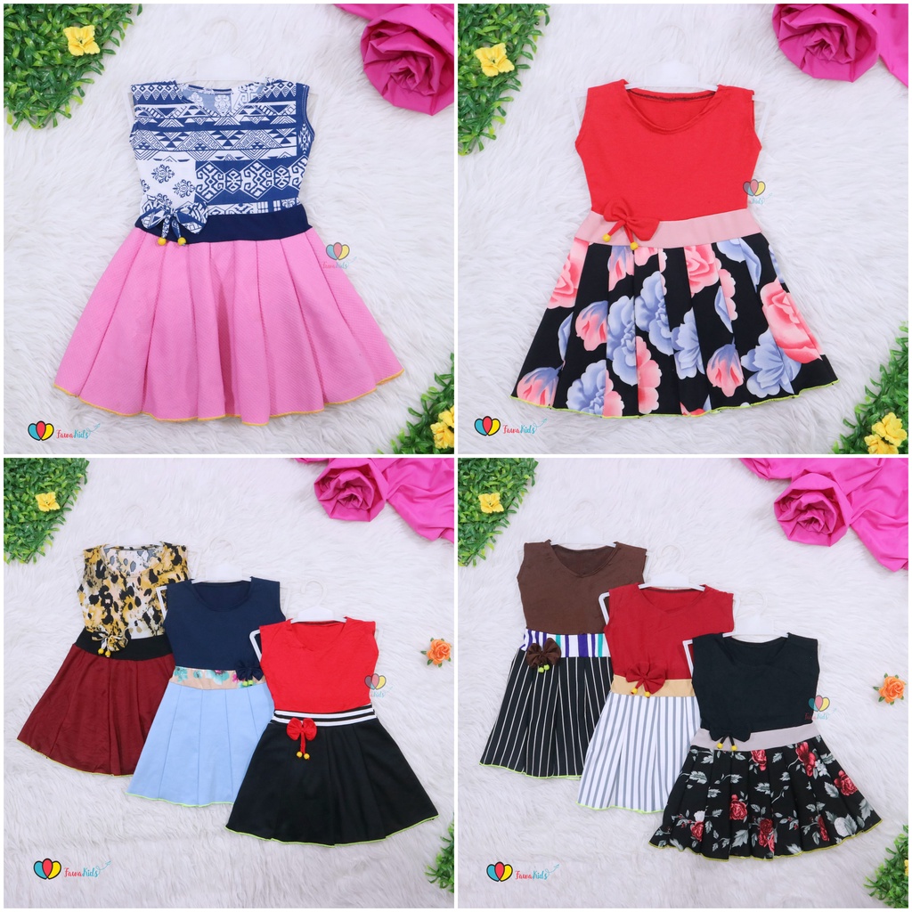 Dress Angel uk 1-4 Tahun / Dres Anak Perempuan Cewek Baju Motif Murah Casual Pesta Yukensi Adem