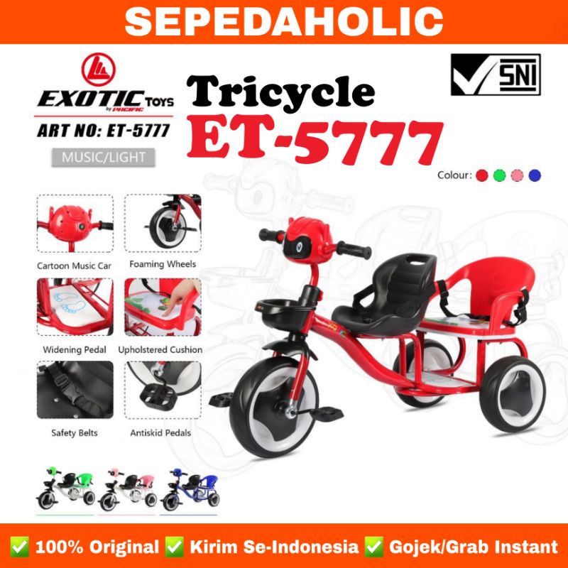 Sepeda Roda 3 Tiga EXOTIC ET 5777 Boncengan Kembar Tricycle Anak