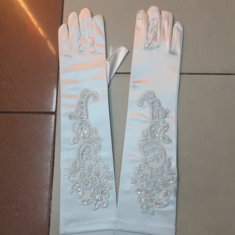 Sarung Tangan  Pengantin Payet Panjang- Gloves Wedding