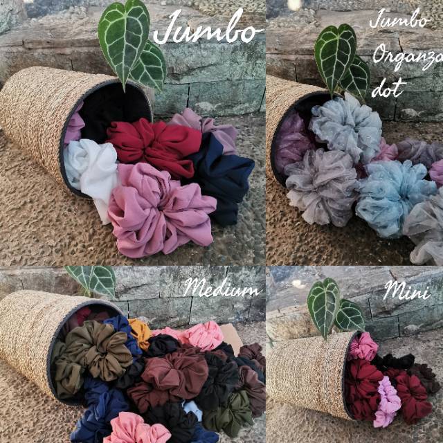 Scrunchie Hijab Ikat Rambut Cempol Rambut Medium Dan Mini