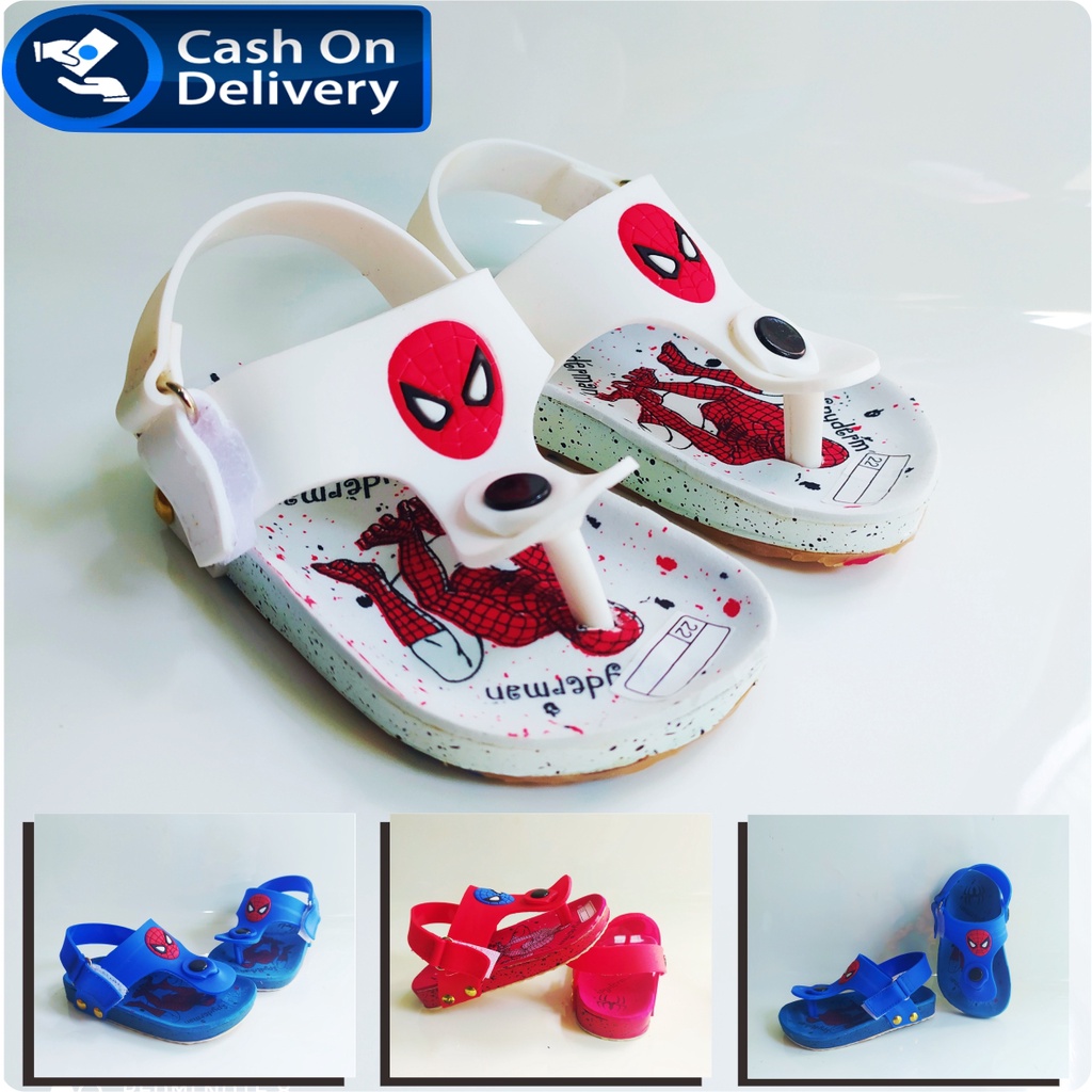 Sepatu tali ikat gunung bayi motif  spiderman - dengan tali belakang