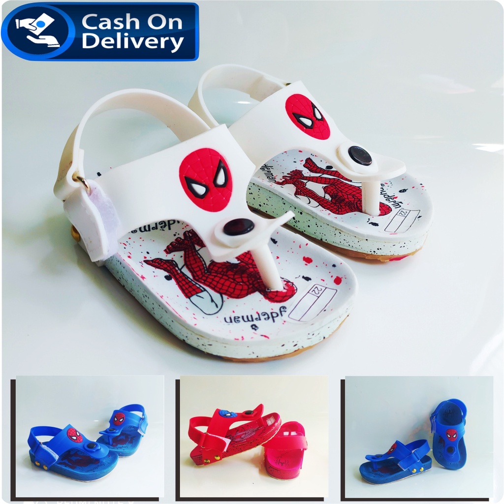 Sepatu tali ikat gunung bayi motif  spiderman - dengan tali belakang