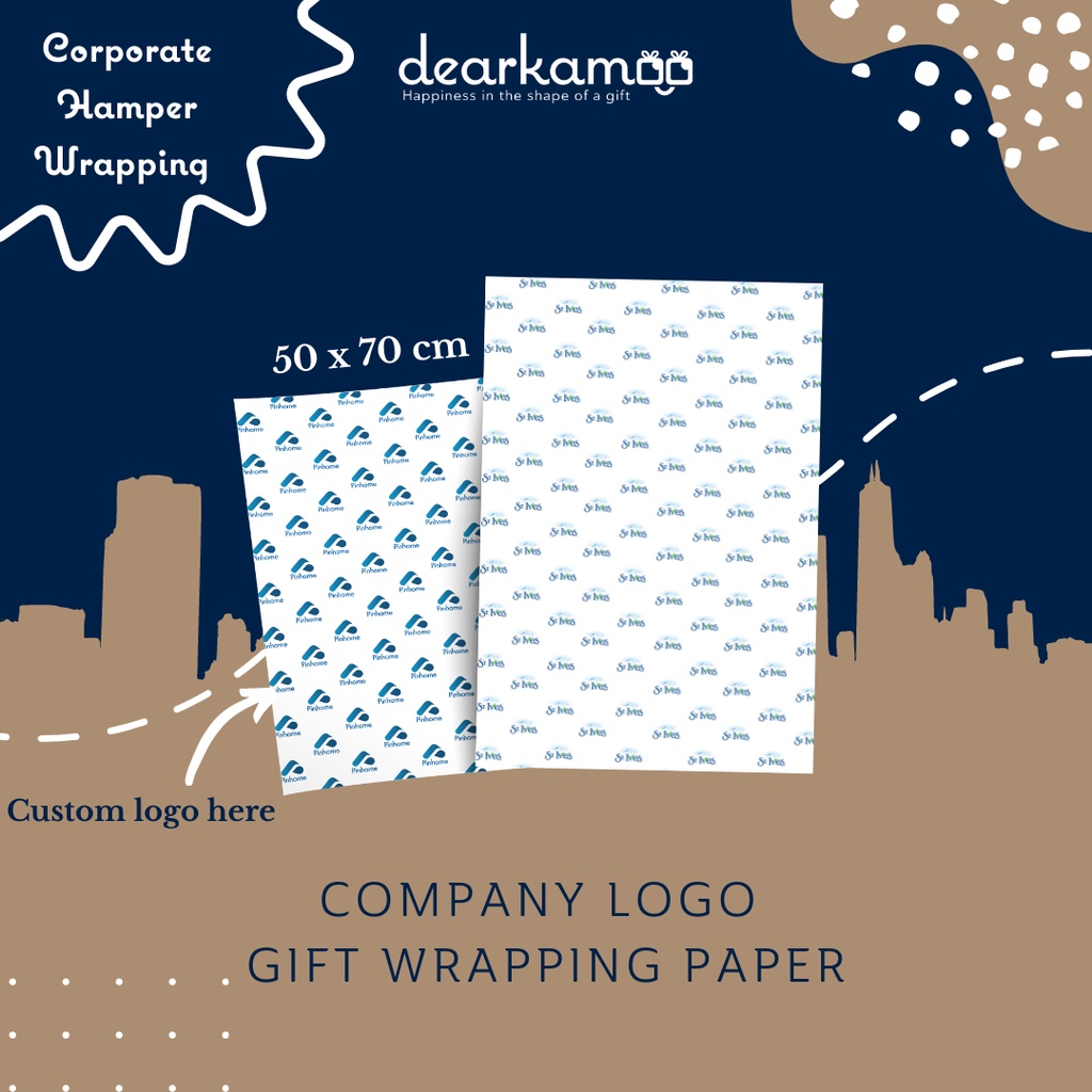 

COMPANY LOGO WRAPPING PAPER / CORPORATE HAMPERS / GIFT SET / CUSTOM GIFT / SOUVENIR / CUSTOM KERTAS KADO