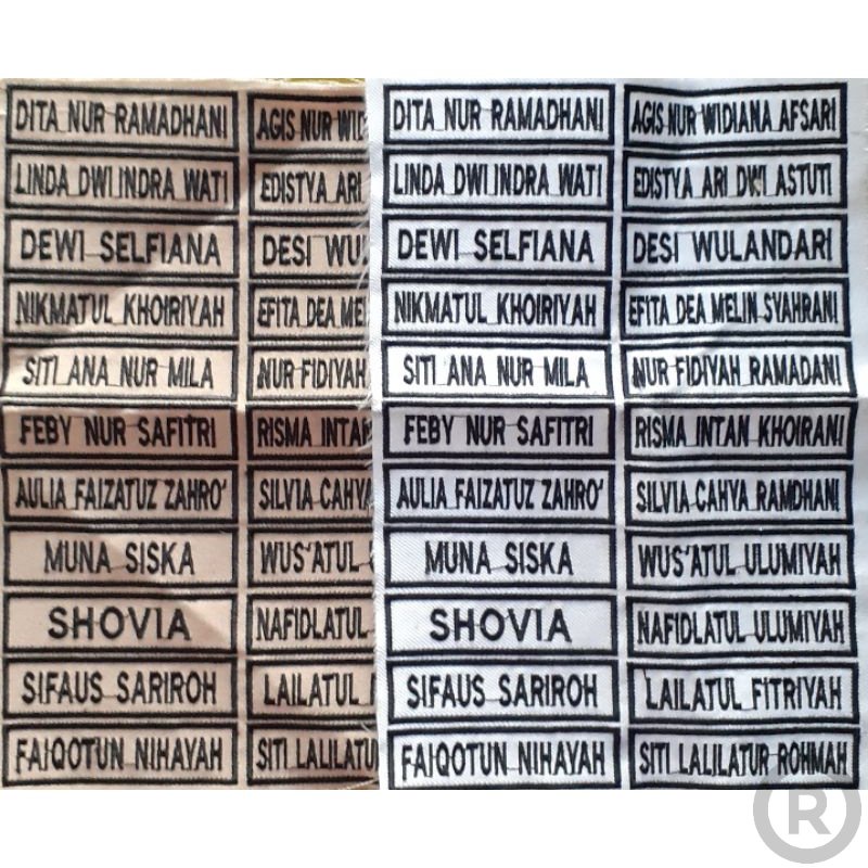 

custom nametag sis bordir Bordir Nama Dada