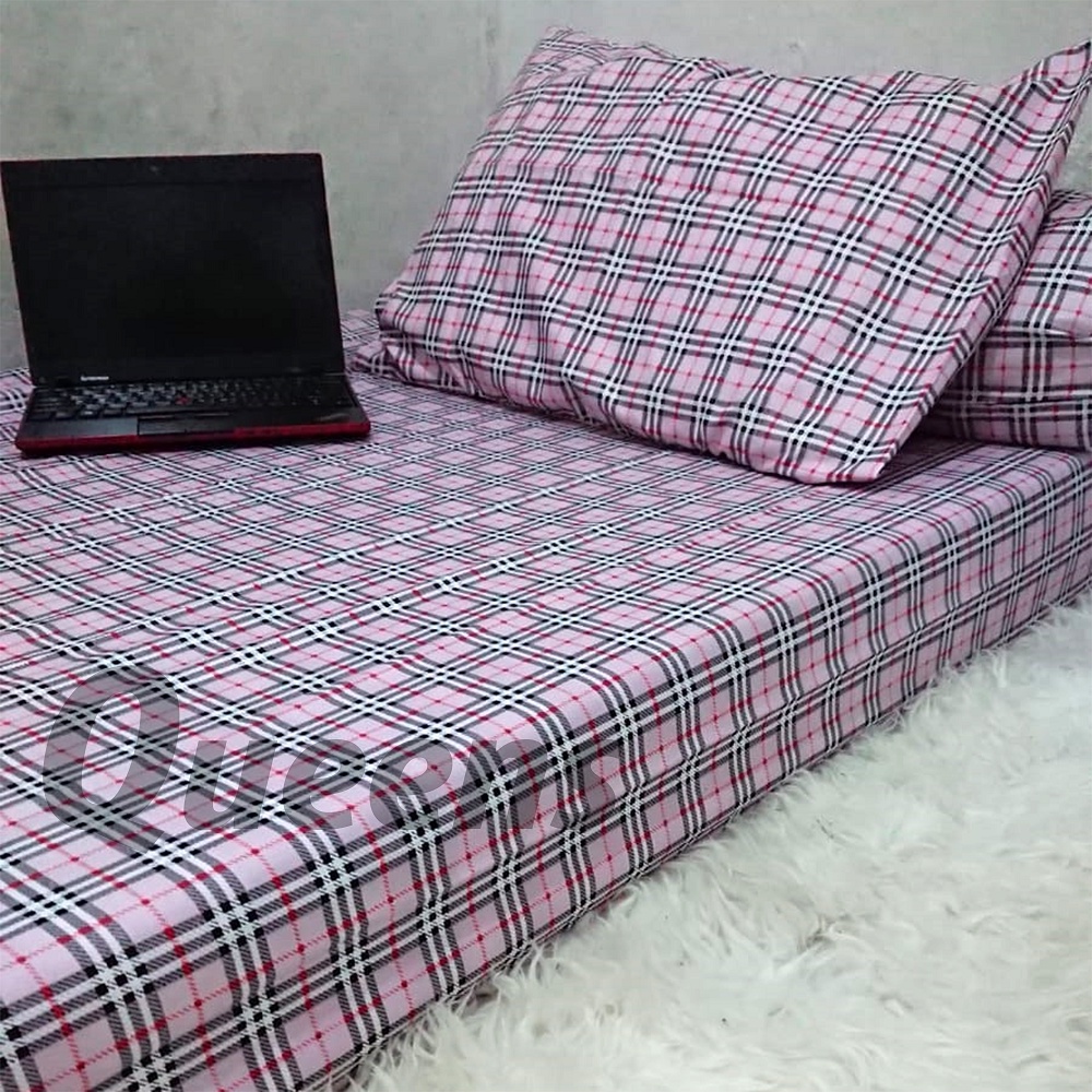 Sprei 90x200x20 motif kotak aesthetic korea kekinian murah bekualitas seprai kotak korea series