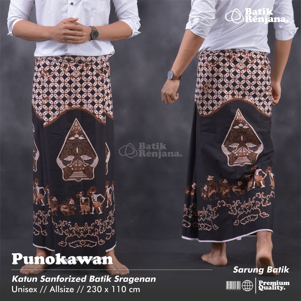 PUNOKAWAN Sarung Batik Pria Cowok Dewasa Premium Motif Batik Lebaran Asli Solo ALL Size RENJANA